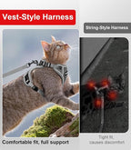 Cat Harness and Leash for Walking Escape Proof Soft Adjustable Cat Leash Breathable Comfortable Vest Easy to Wear Kitten Harness for Outdoor Travel Grey XS