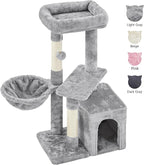 Yaheetech 34.5in Scratching Post, Cat Scratchers for Indoor Cats and Kittens, Multifunctional Activity Post w/Sisal Rope＆Dangling Ball＆Large Condo, Light Gray