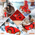 PETCARE Winter Dog Coat with Harness Built in Waterproof Dog Jackets Warm Pet Fleece Vest Windproof Snow Jacket Snowsuit Reflective Dogs Cold Weather Coats for Puppy Small Medium Large Dogs Cats