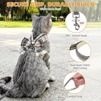 KOOLTAIL Small Dog Harness and Leash Set, Cute Puppy Vest Harnesses with Bowtie, Step in No Pull Soft Mesh Padded Adjustable Plaid Pet Harness for Extra-Samll Medium Dogs Cats, Boy Girl, XS S, Beige M