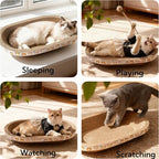 3 Pack Large Cat Scratcher Cardboard, Oval Cat Scratcher Bed Cat Scratch Pad Board Lounge Couch for Indoor Cats Bowl Shaped Cat Scratching Post Nest for Cats Grinding Claw Furniture Protector