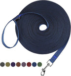 Hi Kiss Dog/Puppy Obedience Recall Training Agility Lead - 15ft 20ft 30ft 50ft 100ft Training Leash - Great for Training, Play, Camping, or Backyard(20ft,Black_Blue)