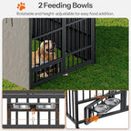 HOOBRO Outdoor Dog Kennel with Cover, 6.6 x 3.9 x 5.9 ft Dog Kennel Outside with Waterproof Roof and Rotating Feeding Bowls, Heavy-Duty Large Cage Enclosure, for Medium & Large Dogs, Black BK212GW03