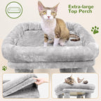 Globlazer Cat Tower for Indoor Cats, Heavy Duty Cat Trees for Large Adult Big Cats Maine Coon Cat Tree Tower with Scratching Post, Extra Large Top Perch, Cat Condos, F61, Cloud Grey, 61inch