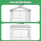 HITTITE Extra Large Outdoor Dog Kennel, 10x10x6.56ft Anti-Rust Dog Kennel Outside with Roof, Galvanized Chain Link Dog Runs for Outside with Secure Lock