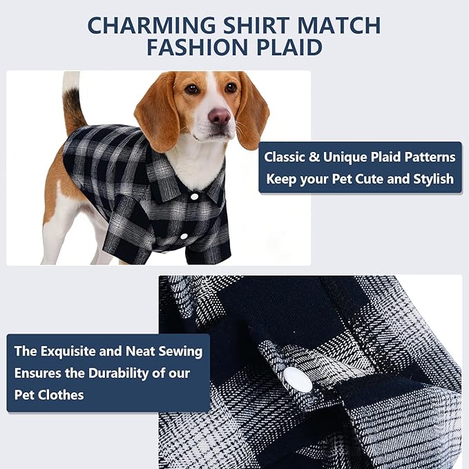 Koneseve Dog Shirt, Pet Plaid Clothes Shirt T-Shirt, Sweater Bottoming Shirt for Small Dog Cat Puppy Grid Adorable Wearing Stylish Cozy Halloween,Christmas Costumes (Blue;3XL)