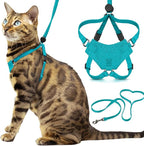 Houdini™ Escape Proof Cat Harness and Leash Set by OutdoorBengal – Turquoise, Large Cat Harness for Walking Big Cats