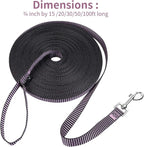 Hi Kiss Dog/Puppy Obedience Recall Training Agility Lead - 15ft 20ft 30ft 50ft 100ft Training Leash - Great for Training, Play, Camping, or Backyard(100ft,BL+PK)