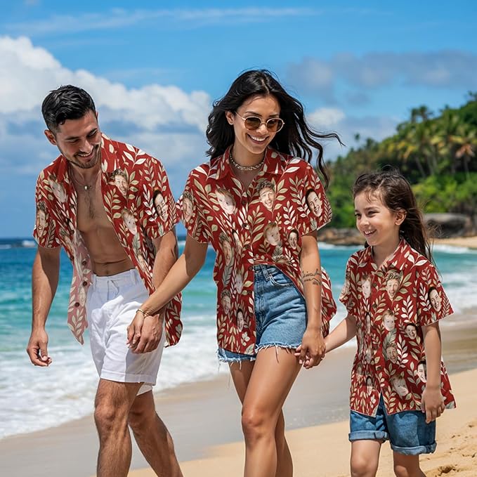 Custom Hawaiian Shirt with Face for Men, Unisex Tropical Beach Shirts Personalized Casual Funny Hawaii Button Down Shirts