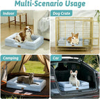 Cooling Dog Bed for Large Medium Size Dogs, Q-Max >0.4 Summer Cool Orthopedic Foam Pet Sofa Bed with Sides, Bolster Anti-Slip Couch with Washable Removable Cover, L 36x27x6.5 inch, Blue