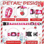 8 Pcs St. Patrick's Day Adjustable Cat Collar Easter Cat Collar with Bell Plastic Buckle Valentines Holiday Puppy Gift for Pet Kitten Puppy(Heart)