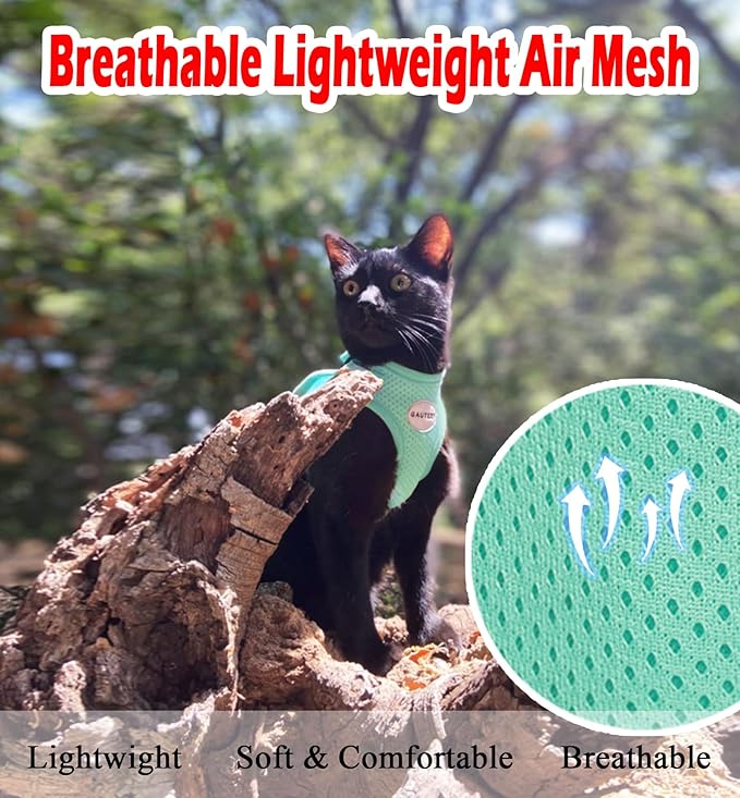Cat Harnesses and Puppy Harness with Leashes Set, Escape Proof Cat Harness, Adjustable Reflective Soft Mesh Vest Fit Puppy Kitten Rabbit Ferrets's Outdoor Harness