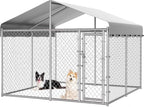 HITTITE Extra Large Outdoor Dog Kennel, 10x10x6.56ft Anti-Rust Dog Kennel Outside with Roof, Galvanized Chain Link Dog Runs for Outside with Secure Lock