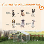 PawHut Outdoor Dog Kennel, Heavy Duty Dog Run Outdoor Fence with Waterproof Cover, Galvanized Chain Link, Secure Lock, for Large Breeds, Chickens, Ducks, 6.5' x 6.5' x 5'