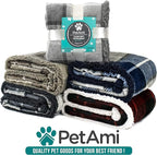 PetAmi Waterproof Dog Blanket for Small Medium Dog Puppy Cat Throw for Couch Cover Leakproof Protection, Sherpa Fleece, Reversible Soft Washable 29x40 Checker Plaid Red