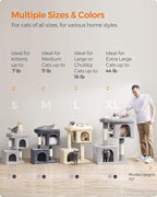 Feandrea Cat Tree, 29.1-Inch Cat Tower, Plush Condo for Medium Cats up to 11 lb, Large Perch, 2 Caves, Scratching Post, Light Gray UPCT612W01