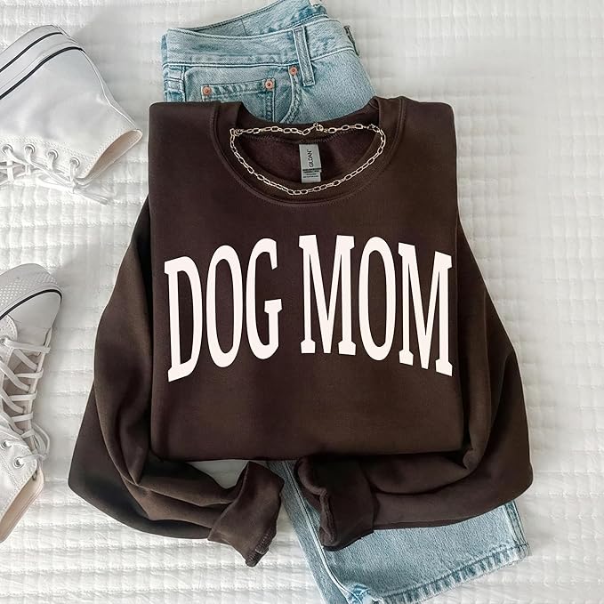 moonloom Dog Mom Sweatshirt, Animal Lover Gift, Custom crewneck with pet name on sleeve
