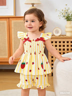 Toddler Baby Girls Summer Clothes Outfits Ruffled Sleeve Dinosaur Shirt Leopard Tops and Shorts Pants Sets 2PCS