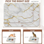 Marble Dog Food Mat for Floors,White Gold Marble Absorbent Quick-Dry Pet Feeding Mat,Cat Dog Bowl Mats for Food and Water,Non-Slip Pet Accessories Supplies 16"x24"