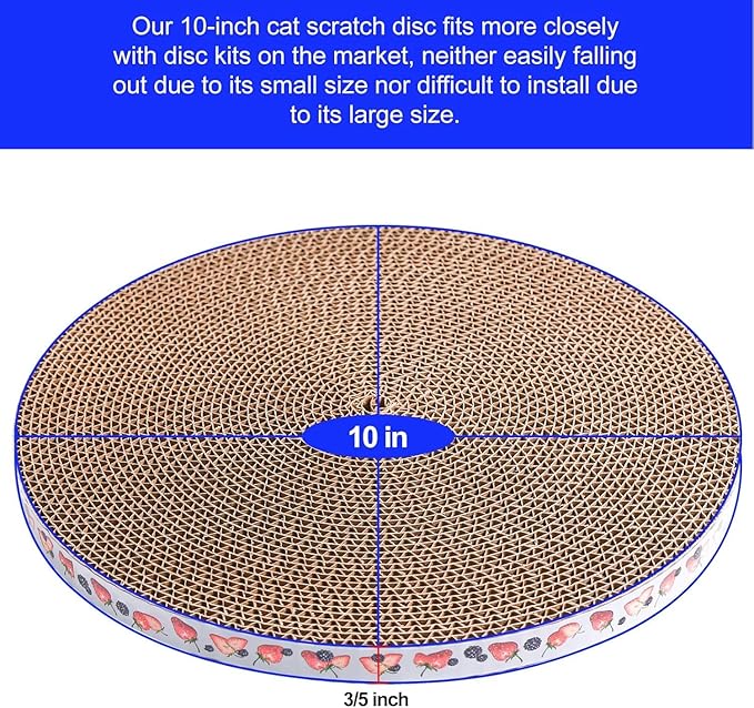Round Cat Scratcher Pad 10 inch Diameter 3/5 inch Thickness Scratch Replacement Refill Scratching Board Cat scratchers for Indoor Cats (5 Pc)