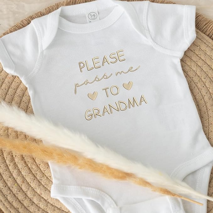 COUPLEHOODIES Personalized Baby Onesie Bodysuit – Custom Embroidery Gift for Pregnancy Reveal Baby Shower or First Grandchild