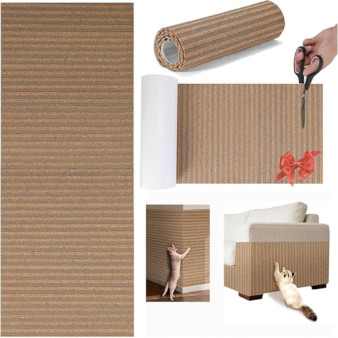 Natural Cork-Cat Scratch mat-Cat Scratch Pad Rug-cat Couch Protector-Scratch Furniture Protector for Post/Sofa/Floor-Wall Scratchers for Indoor-Carpets Scratching-Stretching- Kitty Gifts-Brown