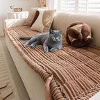 FUNNY FUZZY Pet Couch Covers for Sofa, Washable Dog Couch Cover Protector for Dogs, Flannel Couch Covers for Dogs Pet Friendly Pets Mat Bed (Brown, 35.4"x82.7")