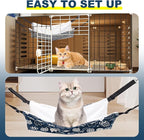 2 Pieces Cat Hammock for Cage Hanging Reversible, Soft Pet Cage Hammock with Adjustable Straps, Double Hammock Suitable for Cats, Puppy, Ferrets, and Small Animals (M, CAT) ﻿