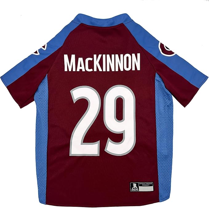 Pets First NHLPA Nathan MacKinnon Mesh Jersey for Dogs & Cats, Colorado Avalanche Nate Dogg-29, Dog Jersey, Size Large, Licensed Dog Jersey with Your Favorite Hockey Team Player
