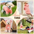 Small Dog Hoodie Soft Warm Fleece Fall Winter Dog Clothes Cute Puppy Sweaters Cat Coat Funny Blank Pullover Doggy Hooded Sweatshirts for Small Dogs Chihuahua Costumes Kitten Outfits(Pink,M)