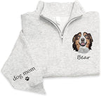 Chillever Personalized Embroidery Sweatshirt With Dog Photo for Women, Custom Dog Mom Sweatshirt, Dogs Mom Gifts