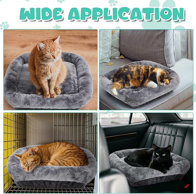 Abbylike 2 Pcs Cat Tree Tower Replacement Parts Grey Bed Cover with Elastic Band Removable Washable Padding for Platform Perch Shelves, Only Cover, Cat Tower Cushions Accessories(15.7 x 15.7 Inch)