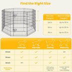 Yaheetech 34" High 8 Panel Foldable Metal Dog Exercise Pen Pet Playpen Dog Fence Outdoor & Indoor Use for Small Animals with Door Black