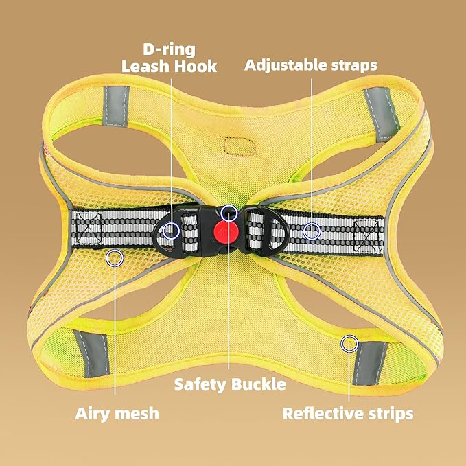 ROYPET Step-in Air Dog Harness, All Weather Mesh Step in Vest Harness for Small and Medidum Dogs and Cats, Adjustable Soft Padded Dog Vest with Easy Control Handle for Dogs Pets (Yellow, M)