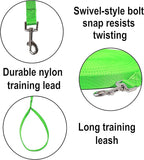 Hi Kiss Dog/Puppy Obedience Recall Training Agility Lead - 15ft 20ft 30ft 50ft 100ft Training Leash - Great for Training, Play, Camping, or Backyard (30 Feet, Green)