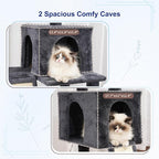 Cat Tree for Indoor Cats, 71'' (180cm) Multi-Level Cat Tower for Large Adult, Sturdy Cat Tree House with 2 Scratching Boards 7 Posts, 2 Plush Perches/Condos, Hammock, Smoky Gray GCT032G
