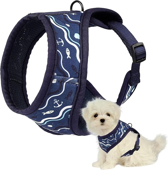Mile High Life Step in Dog Harness for Small Dogs No Pull, Easy Get on Air Mesh Vest Harness, Adjustable Easy Closures Both Neck and Chest (Blue, XS Chest 11.4"-16.1")