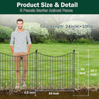 5 Panels No Dig Dog Fence Outdoor for Yard, 24 in(H) X 10 ft(L) Decorative Tall Garden Fence Animal Barrier, Rustproof Metal Wire Garden Edging and Borders, Temporary Fencing Stakes