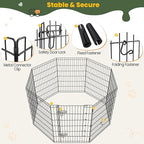 Yaheetech 34" High 8 Panel Foldable Metal Dog Exercise Pen Pet Playpen Dog Fence Outdoor & Indoor Use for Small Animals with Door Black