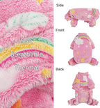 Dog Sweaters Small Girl Warm Fleece Pajamas, Cute Extra Small Dog Clothes, 4 Legs Puppy Jumpsuit Pjs Soft Stretchy Doggie Onesies Pet Outfit Apparel for Chihuahua Yorkie, Rainbow Pink, XXXS