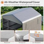 HOOBRO Outdoor Dog Kennel with Cover, 6.6 x 6.6 x 6.4 ft Dog Kennel Outside with Waterproof Roof and Rotating Feeding Bowls, Heavy-Duty Large Cage Enclosure, for Medium & Large Dogs, Black BK220GW03