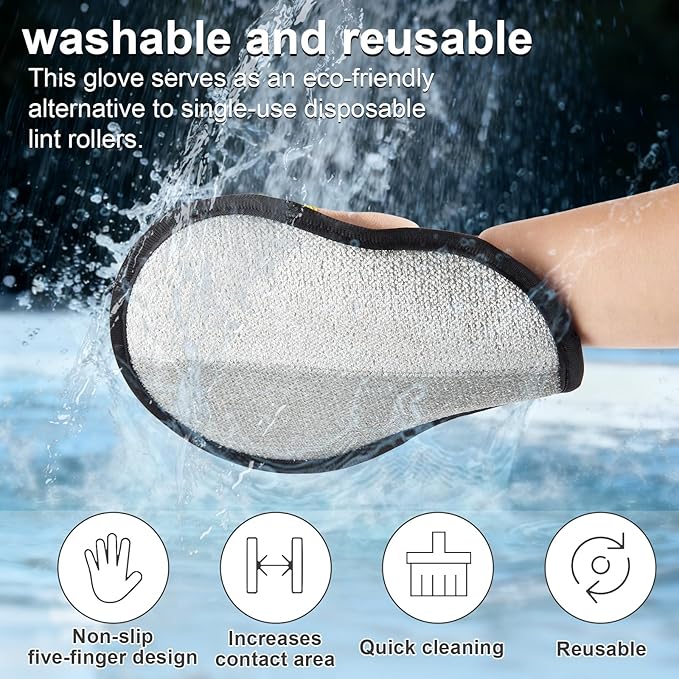 Pet Hair Fur Removal Mitt Glove for Cats Dogs 5-Finger Electrostatic Reusable Pet Hair Remover Brush Tool for Couch Furniture Carpet Laundry Clothing