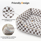 JOEJOY Dog Bed for Medium Small Dogs - Rectangle Orthopedic Dog Sofa Bed, Cute Modern Puppy Bed with Jacquard Shaggy Plush & Anti Slip Bottom, 25x21x8inches, Cofffee