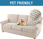 H.VERSAILTEX Plush Chenille Couch Cover for 3 Cushion Couch Anti Slip Washable Sofa Slipcovers Soft and Durable Furniture Protector for Dogs Cats Kids (27.5" x 71", Oatmeal)