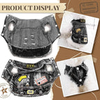 Cool Dog Jean Jacket Small Puppy Outfits Frenchie Clothes Denim Coats for Small Medium Dogs Cats Boys Girls Pet Vest Dog Shirt Clothing Doggy Costume (Black Print, XXL（Suggest 15-20 lbs）)