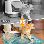 Glittme Cat Litter Mat with Non-Slip Bottom Litter Box Mat 24"X15" Litter Trapping Mat Easy to Clean Washable Cat Food Mat for Kitty,S