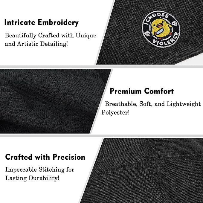 Funny Beanies Warm Knit Hats Fall Winter Black Hip Pop Knit Hat Cap for Women Men