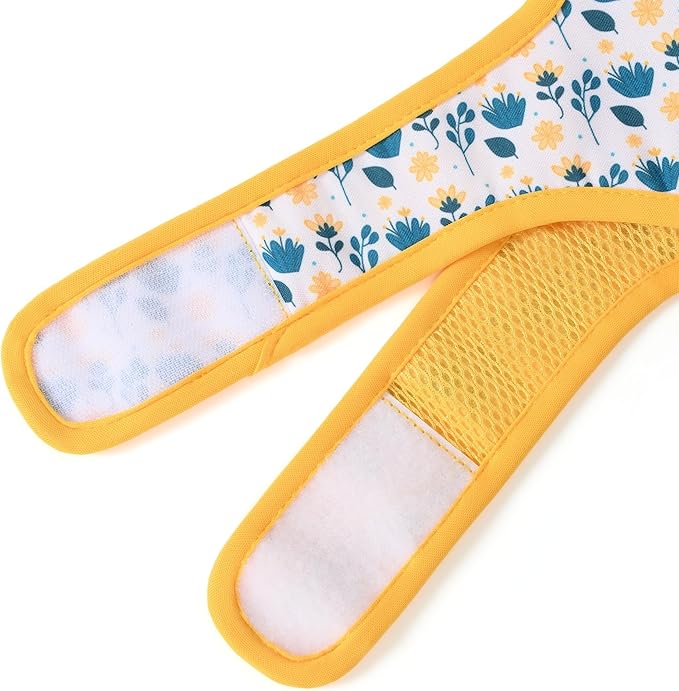 Mile High Life Dog Harness, Air Mesh Floral Vest Harness for 20 lbs Small Dogs & Cats, Easy Get on Adjustable Easy Closures Both Neck and Chest(Yellow Flower, S Chest 16"-18")