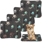 Tuanse 4 Pack Ultra Soft Dog Cat Bed Mat Small Animal Guinea Pig Bed with Cute Print Reversible Fleece Dog Crate Kennel Pad Cozy Washable Thickened Hamster Pet Beds Mat(23 x 18 Inches,Black)