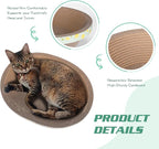 Oval Large Cat Scratcher Cardboard Bed Lounger Couch, Cat Scratching Board Lounge Box Durable, Corrugated Cat Scratch Pad for Indoor Cats Furniture Protector 19.5" × 15.6" × 4.7"